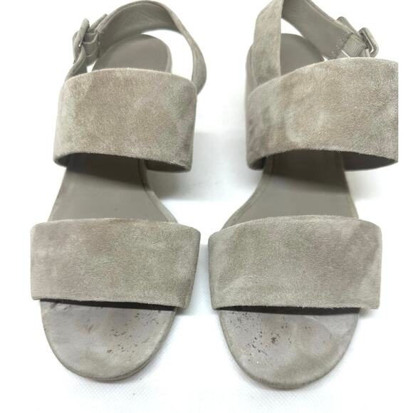 VINCE Suede Taye Two-Strap Block Chunky Heel Sandal in Woodsmoke - Sz 7.5 - Picture 4 of 8
